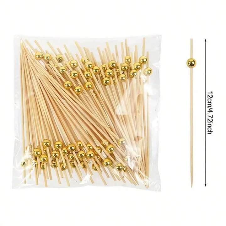 Bambu Altın Top Kürdan 12cm - 100 Adet - Kullanat Tahta