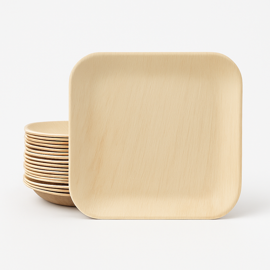 Palmiye Yaprağı Kare Tabak 10cm (25 Adet) - Kullanat Tahta