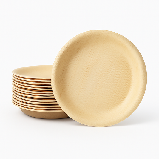 Palmiye Yaprağı Yuvarlak Tabak 17.5cm (25 Adet) - Kullanat Tahta