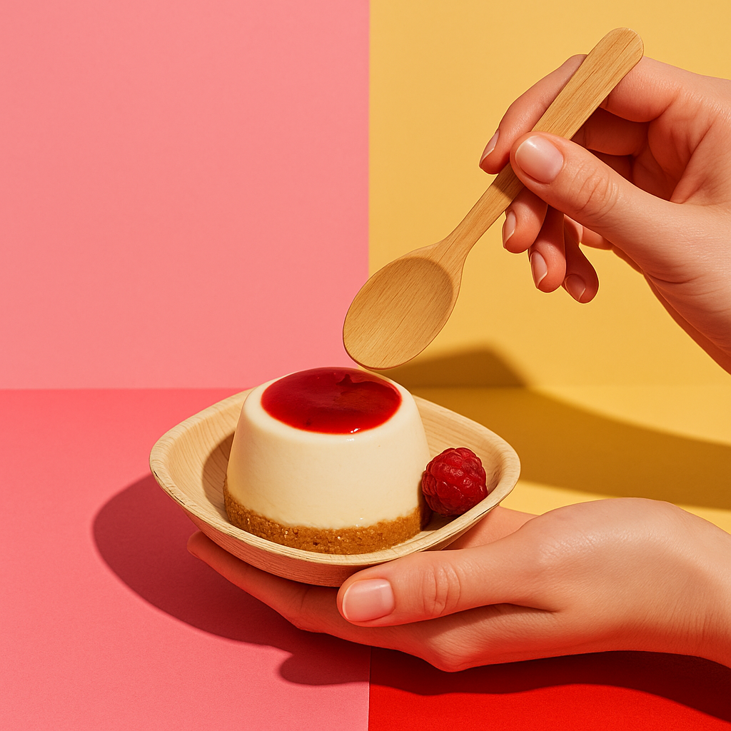 Palmiye Yaprağı Yuvarlak Tatlı Tabağı 10cm (25 Adet) - Kullanat Tahta