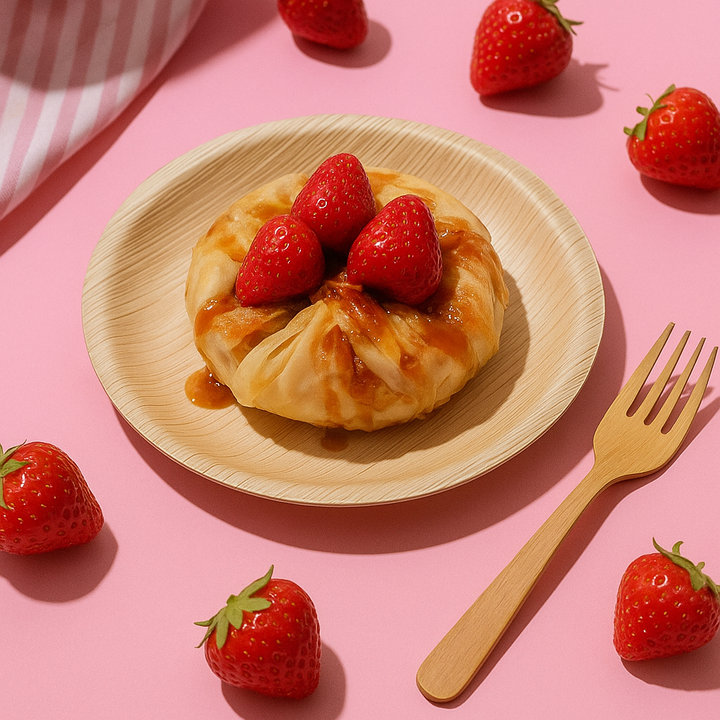 Palmiye Yaprağı Yuvarlak Tatlı Tabağı 23cm (25 Adet - Kullanat Tahta