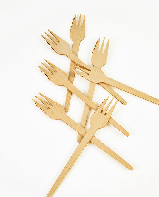 Bambu Bıçaklı Çatal - 50 Adet 170mm 2’si bir arada - Kullanat Tahta