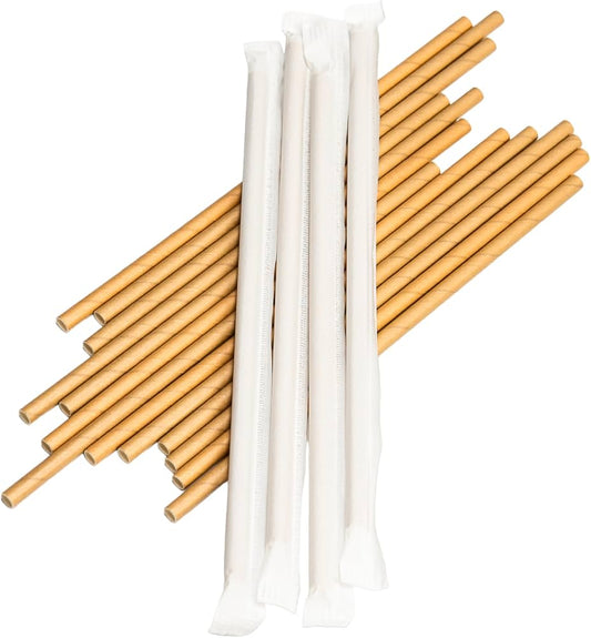 8mm Sargılı Kraft Kağıt Pipet – 20cm (3600 Adet/Koli) - Kullanat Tahta