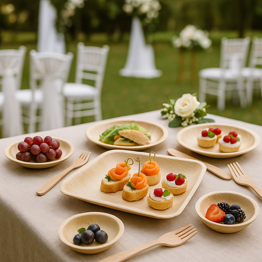 Palmiye Yaprağı Kare Tabak 20cm (25 Adet) - Kullanat Tahta