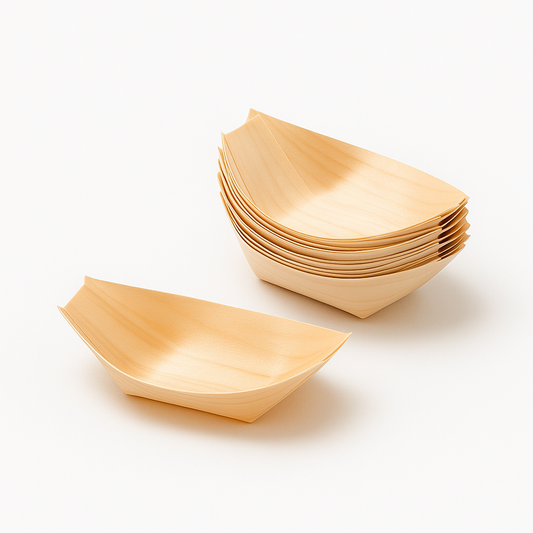 Tahta Kayık Tabak (50 Adet) 11,5cm - Kullanat Tahta