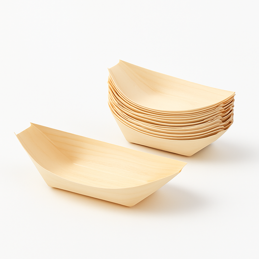 Tahta Kayık Tabak (50 Adet) 21,5cm - Kullanat Tahta