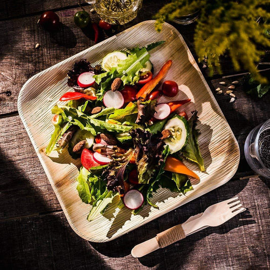 Palmiye Yapragi Kare Tabak (25 Adet) 15cm - Kullanat Tahta