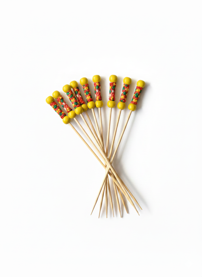 Bambu Örgülü Kürdan (SARI) 12cm - 100 Adet