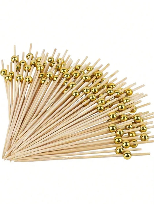 Bambu Altın İnci Top Kürdan 12cm - 100 Adet