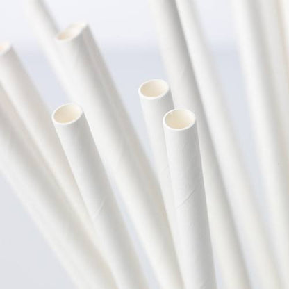 8mm Beyaz Kağıt Pipet – 20cm (4500 Adet/Koli)